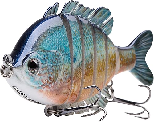 Miniatura 6 de BASSDASH SwimPanfish - Señuelos de lubina de topwater duro, con múltiples articulados, para pesca con manivela, de agua salada, 3.5 pulgadas (0.85