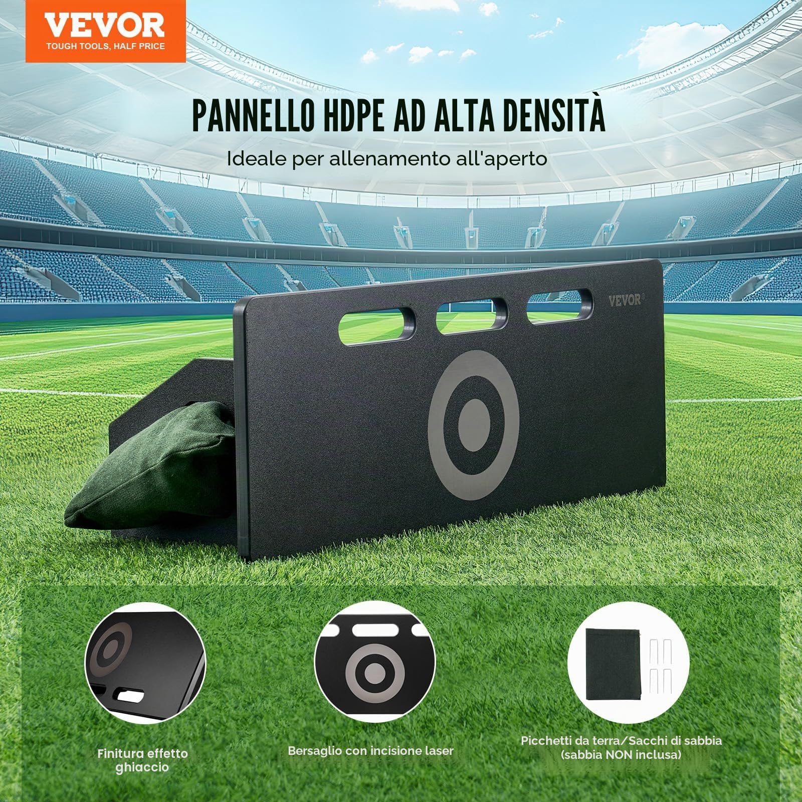 VEVOR Tavola da rimbalzo da calcio portatile da parete con 2 angoli, pieghevole in HDPE, attrezzatura per allenamento per bambini e adulti