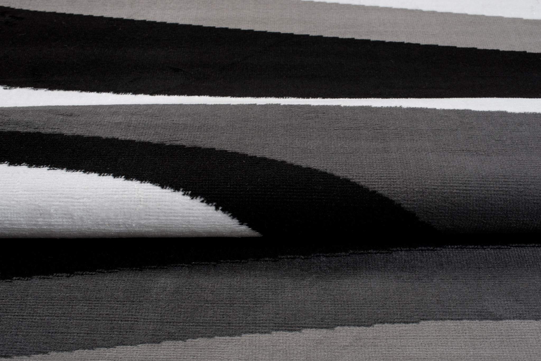 TAPISO Maya Teppich Kurzflor Grau Schwarz Streifen Gestreift 200 x 250 cm | Modern Design Weiß Wohnzimmer Schlafzimmer Büro oeko-tex