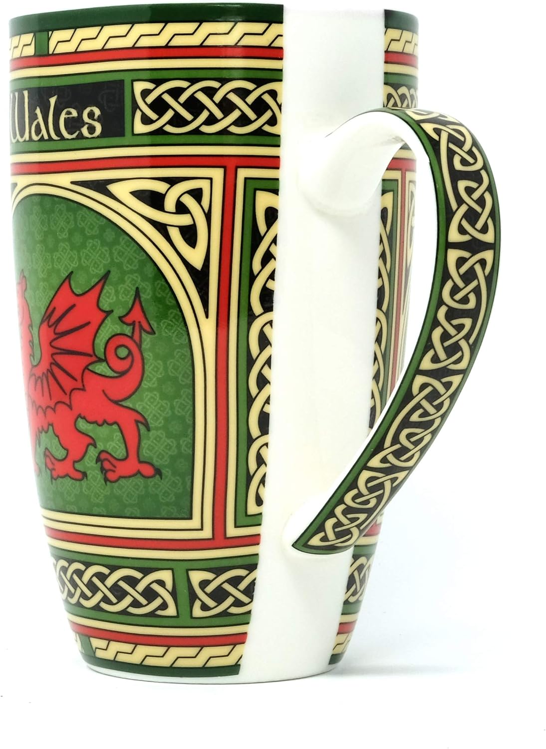 Wales Porcelain Coffee Mug - Welsh Red Dragon Porcelain Cup with Irish Celtic Knots Design, Made of New Bone China 400ml/14fl oz - Image 4
