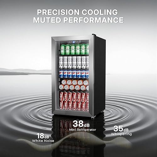 Miniatura 6 de Manastin Refrigerador de bebidas para 130 latas, mini refrigerador de 3.2 pies cúbicos con puerta de vidrio para bebidas, cerveza, vino, luz LED,
