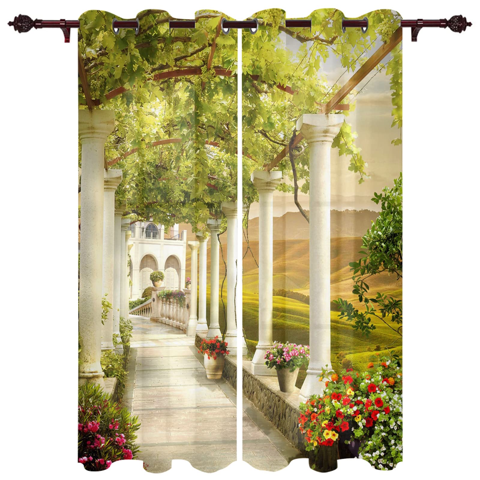 Tenda Occhielli Costruzione di fiori del corridoio Poliestere Tenda Stampato in 3D Tende Oscuranti Termiche Isolanti per Casa Moderne Camera da Letto Soggiorno Hotel 140x160cm