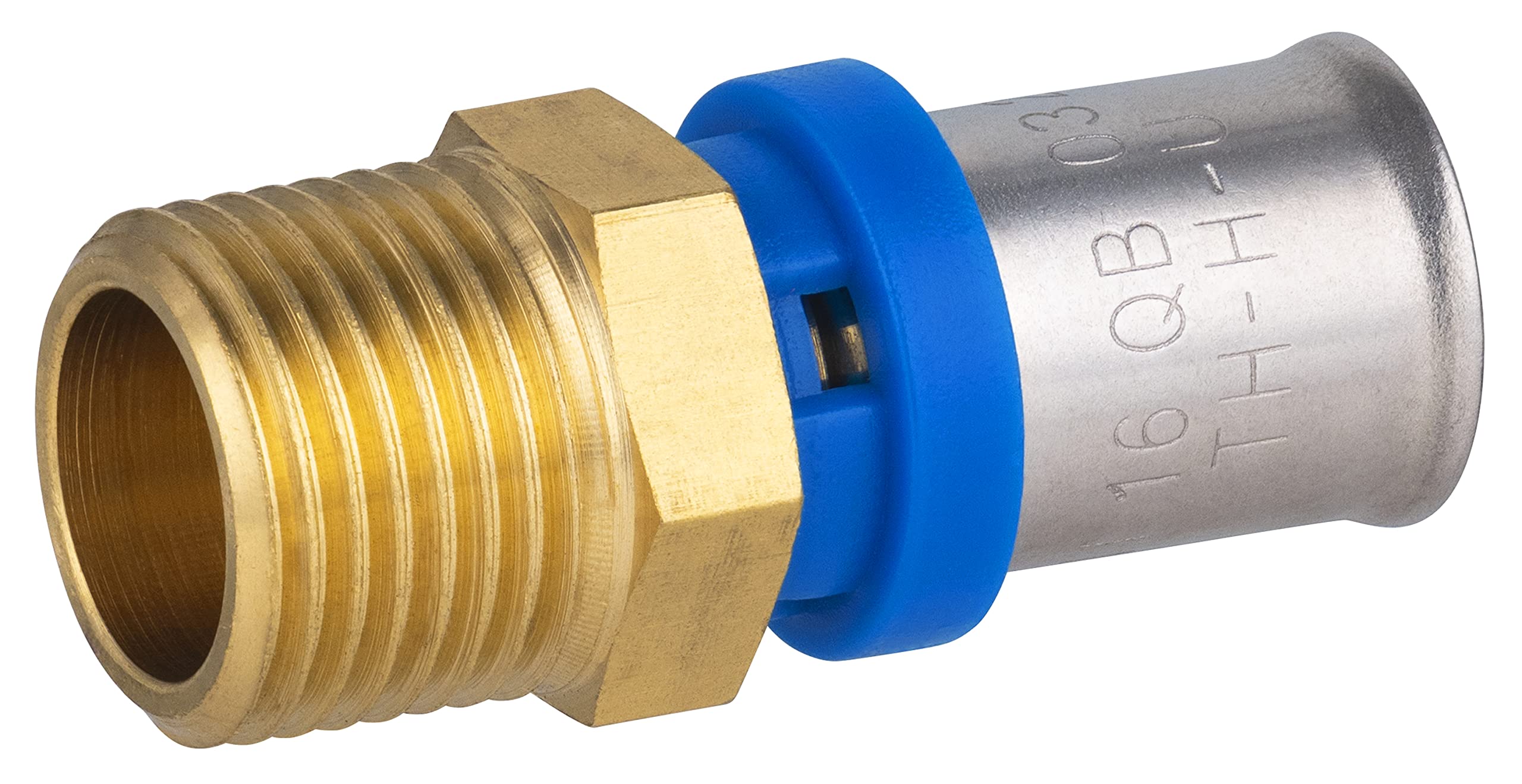 Raccord Multicouche à Sertir Multi profils TH-​H-​U diamètre Ø16 mm - à visser Mâle 15x21 (1/​2) - Norme NF 545 pour réseau d'eau potable et chauffage NOYON & THIEBAULT