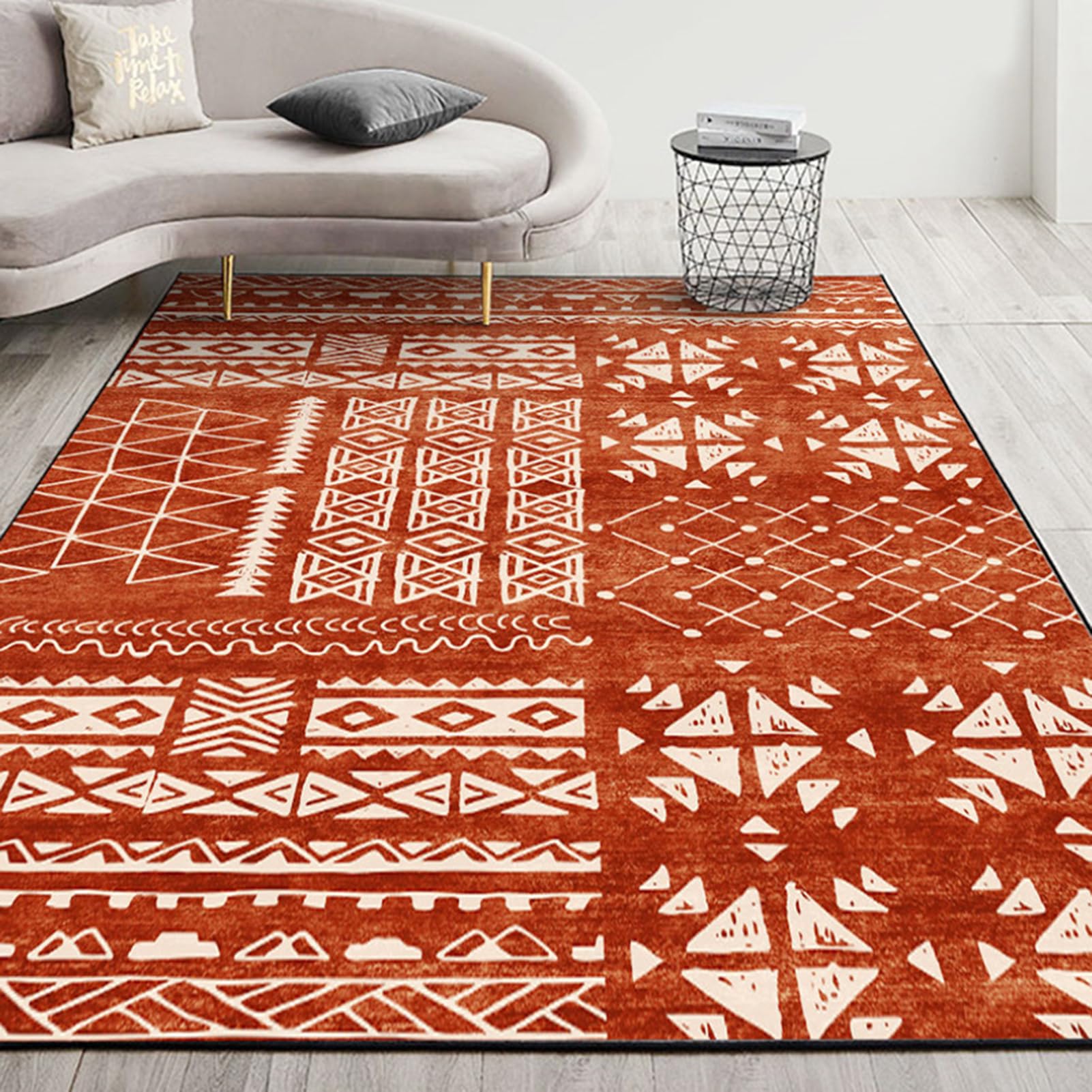 HGTRH Balcony Rugs Outdoor Apartment Waterproof, 4x6 Weather Resistant Outdoor Rugs for Patios, Outdoor Rug Geometric Pattern Non Slip Crystal Velvet Outdoor Carpet for Garden Deck Camping