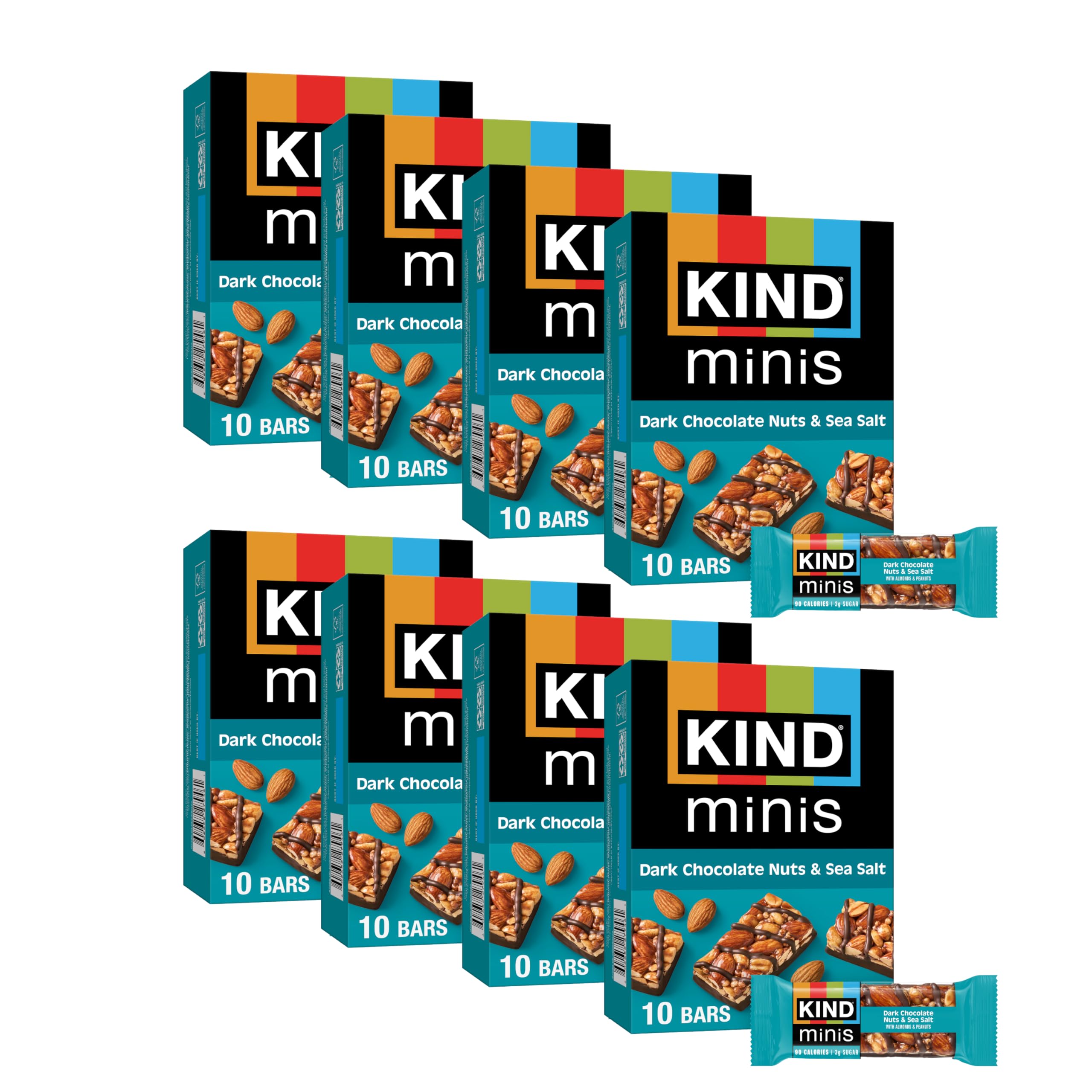 KIND Bar Minis, Dark Chocolate Nuts & Sea Salt, Gluten Free, 100 Calories, Low Sugar, 80 Count