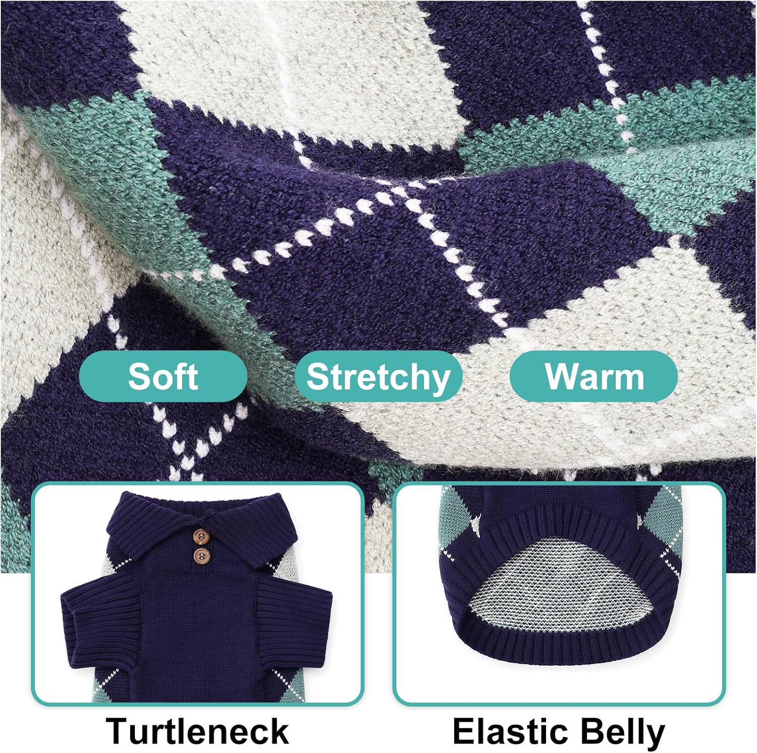Dog Sweater for Large Dogs, Winter Fleece Outfit with Easy Belly Opening, Collar Pet Clothes for Christmas weatshirt Outfit for Dogs Cats Pet Appare Warm Soft Sweatshirt (L)