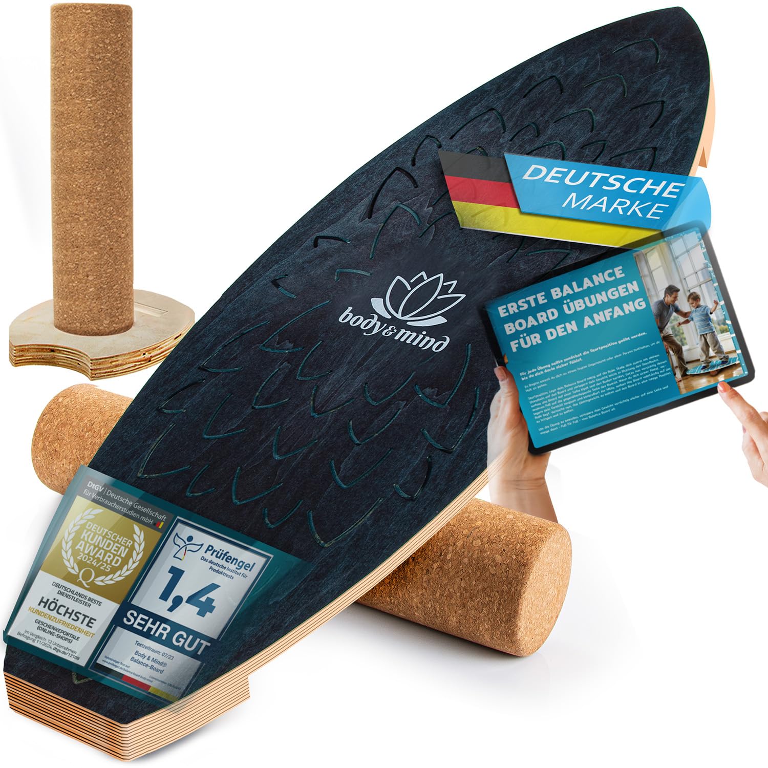 Tabla de equilibrio, tabla de surf, tabla de surf para entrenamiento de fisioterapia, entrenamiento de surf, entrenamiento de equilibrio y coordinación con libro electrónico gratuito