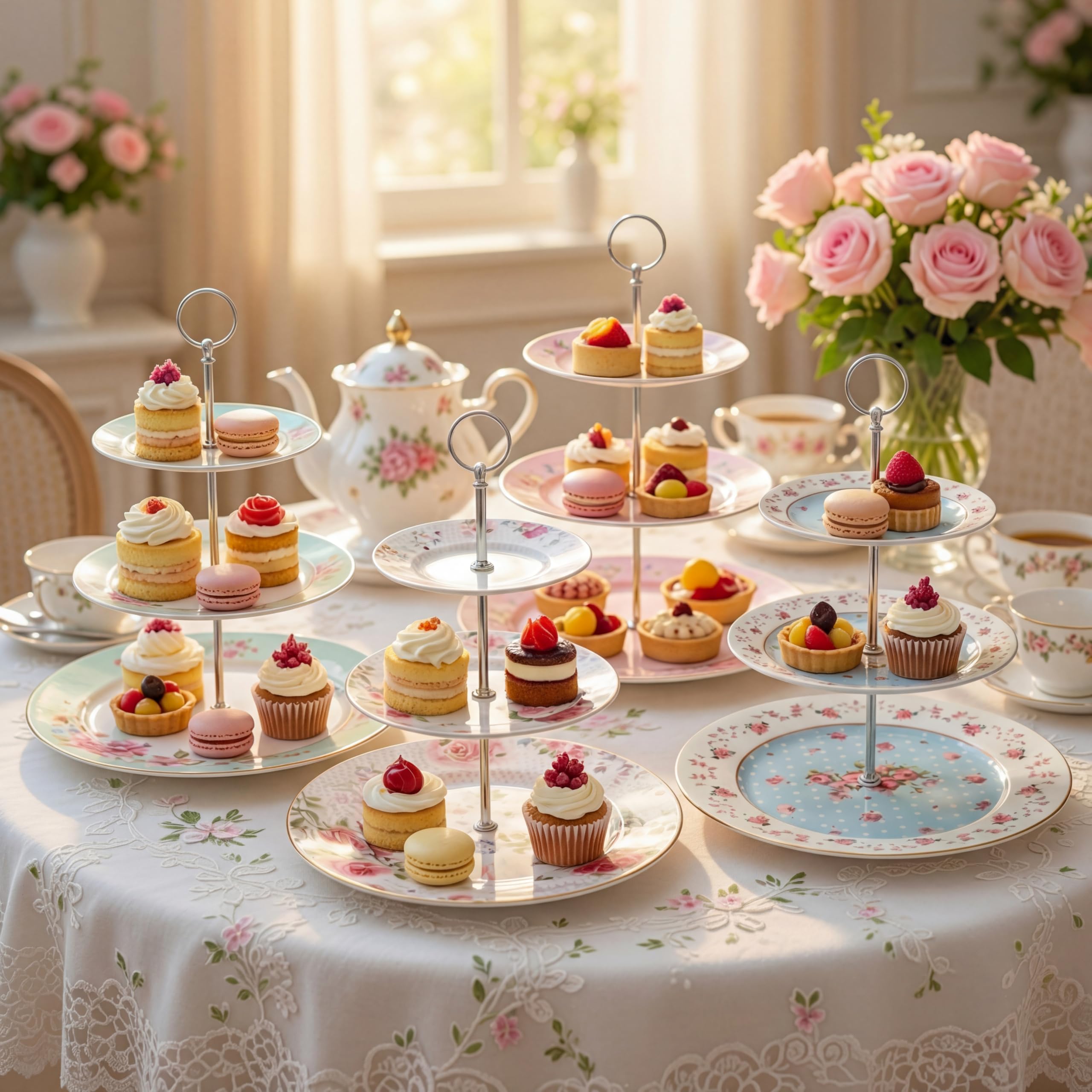 Présentoir à gâteaux à 3 étages en céramique élégant pour dessert et cupcakes - Plateau de service en forme de fleur - Plateau de service pour mariage et fête Présentoir à gâteaux à 3 étages en céramique élégant pour dessert et cupcakes - Plateau de service en forme de fleur - Plateau de service pour mariage et fête
