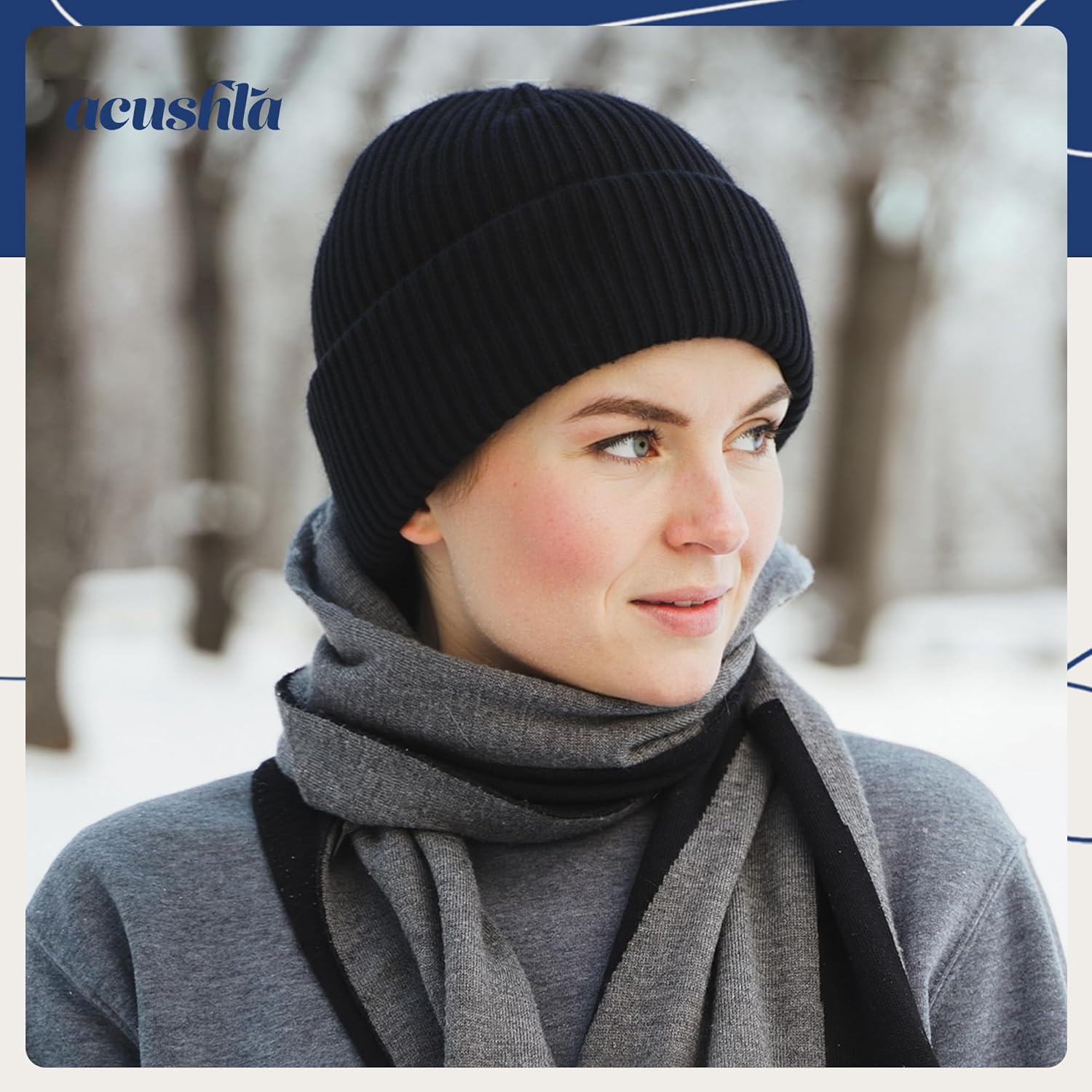 ACUSHLA 100% Merino Wool Cuff Beanie for Men & Women Knitted Winter Hat Unisex Watch Cap Skullie for Cold Weather - Image 2
