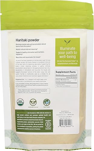 Miniatura 8 de Polvo Haritaki orgánico USDA, terminalia chebula, desintoxicación y rejuvenecimiento, de la marca Banyan Botanicals, No Model, 1
