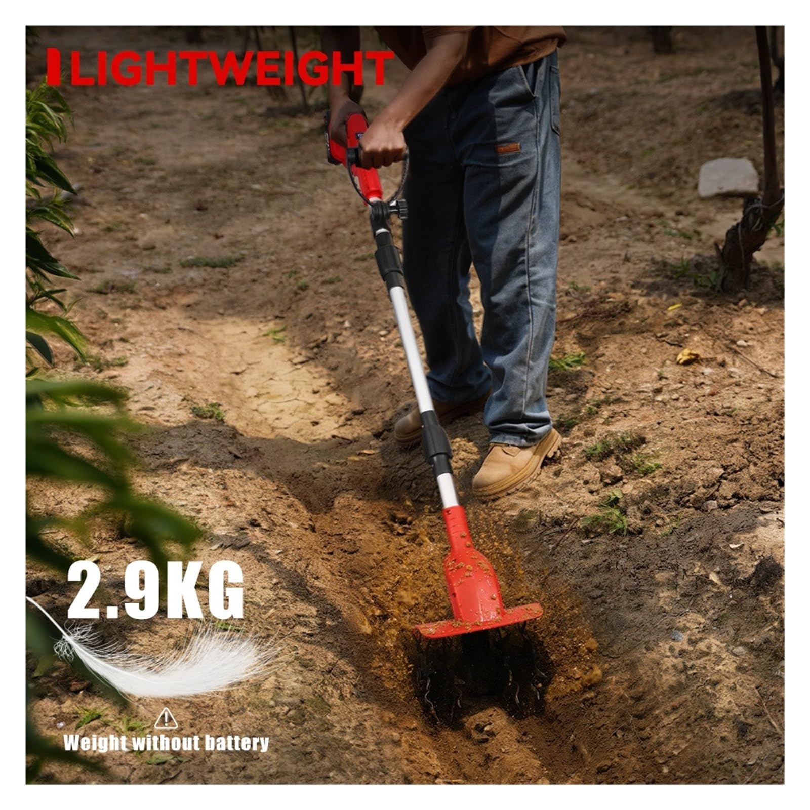 15CM Bezszczotkowy Elektryczny Glebogryzarka Kultywator Kosiarka Akumulatorowa Wertykulator Akumulatorowy Elektronarzędzie Ogrodowe Na Pin Akumulatora DużA Moc(Without Battery)