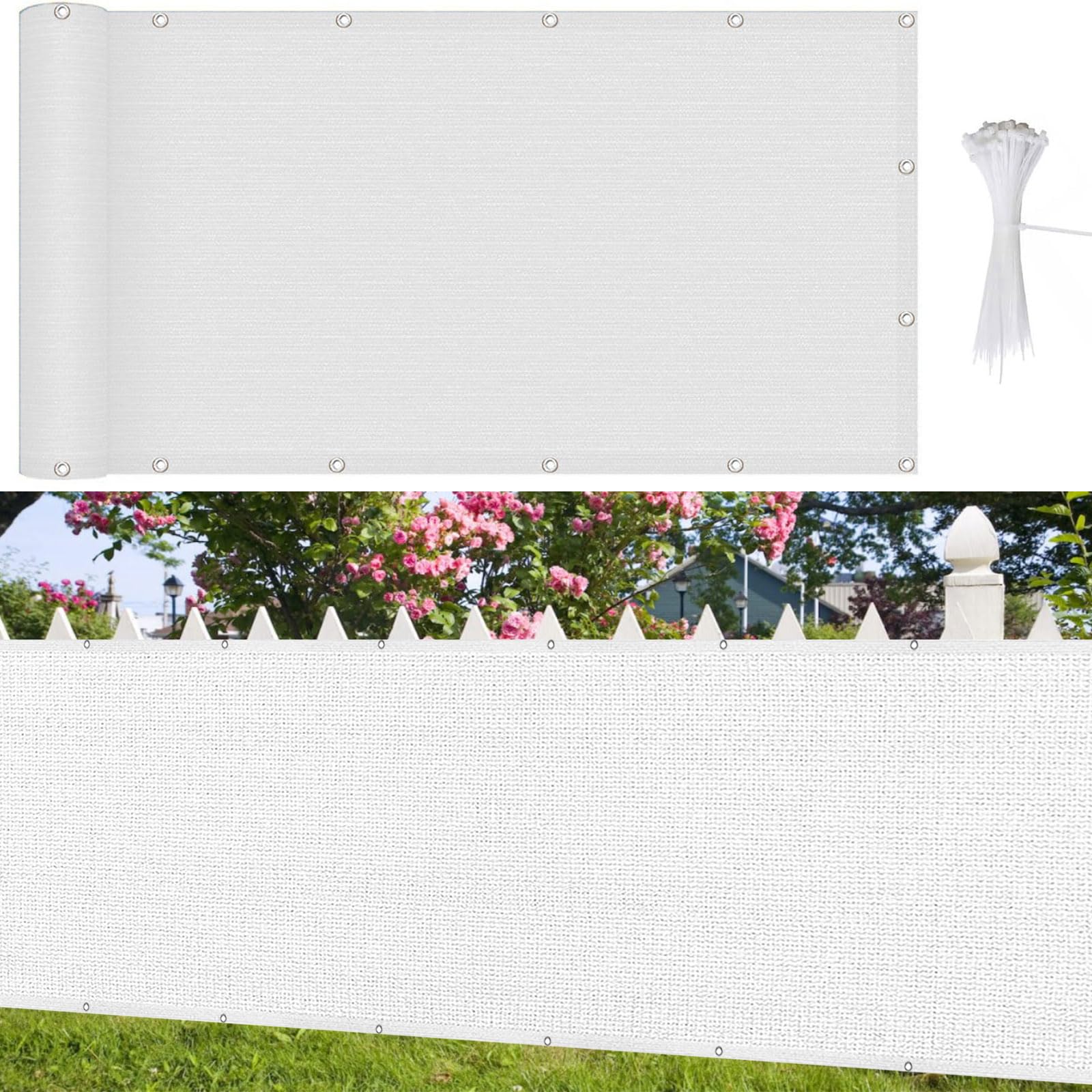 Brise vue jardin en toile blanche respirante pour créer un cocon sur le balcon