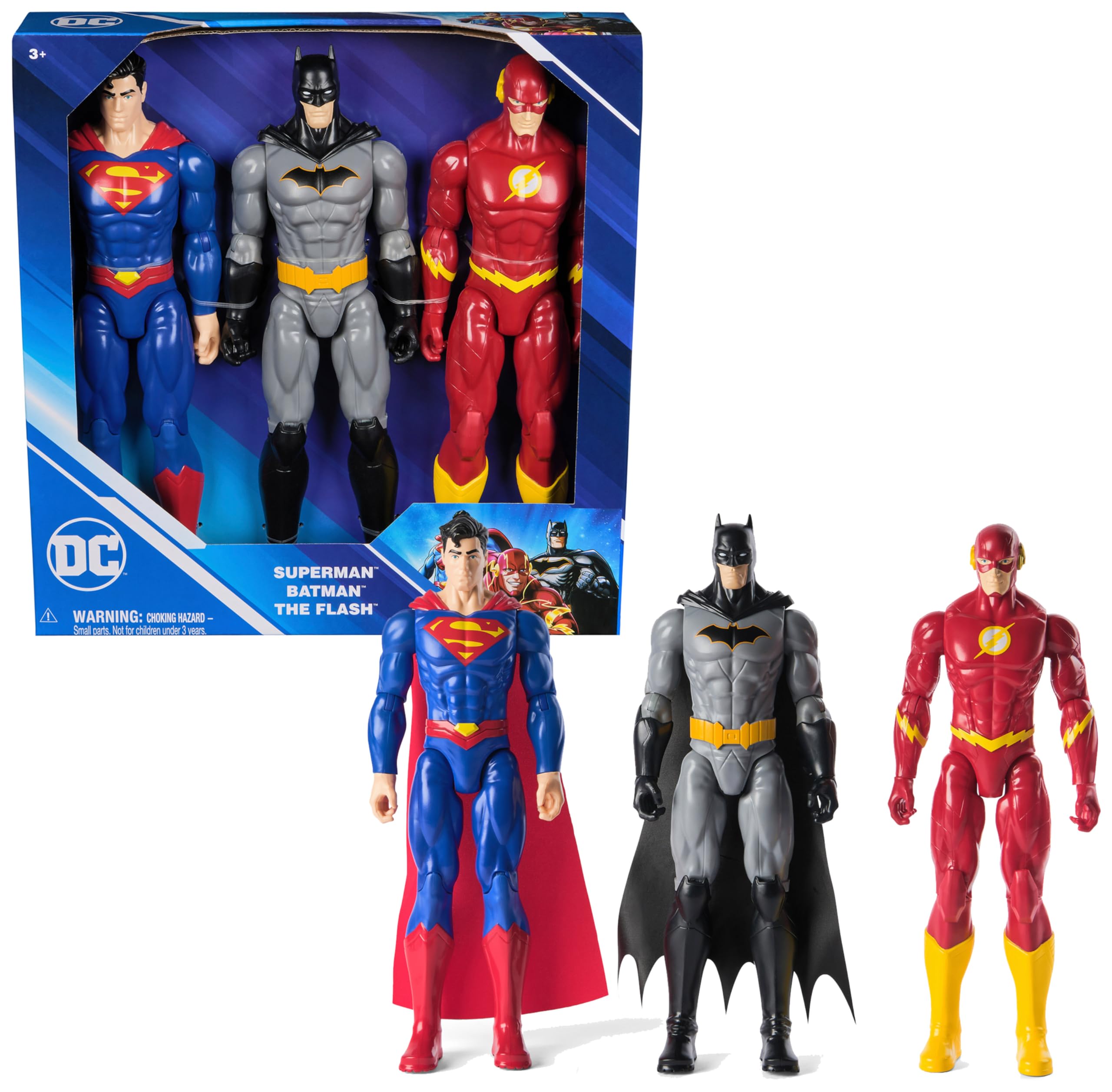 DC Comics - Pack 3 Figuras Batman, Superman y The Flash: Figuras de Acción de 30 cm - 6072364 - Superheroes Juguetes - Juguetes Niños 3 Años +