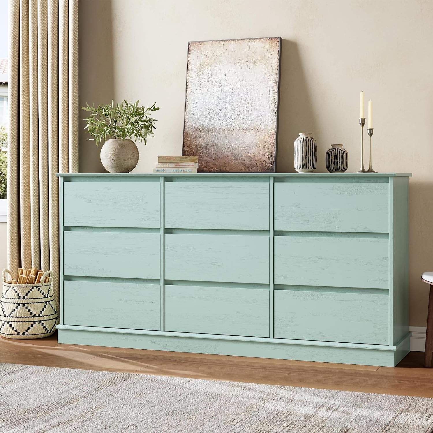 GarveeHome-Dresser-9 Drawer Wooden Storage