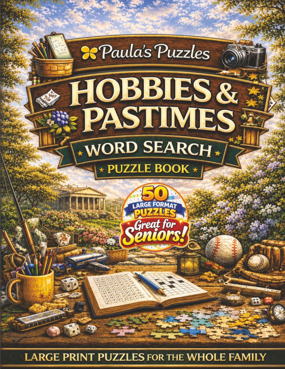 Hobbies & Pastimes Word Search Puzzle Book – 50 Puzzle LARGE PRINT Edition: Relaxing Puzzles for Seniors… and the Whole Family (Paula's Puzzles)