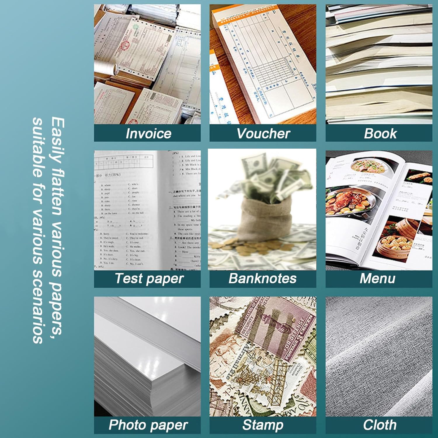 Macchina manuale della stampa della carta per appiattire libri e documenti, cucitrice commerciale e levigatrice della carta per uso ufficio e archivio