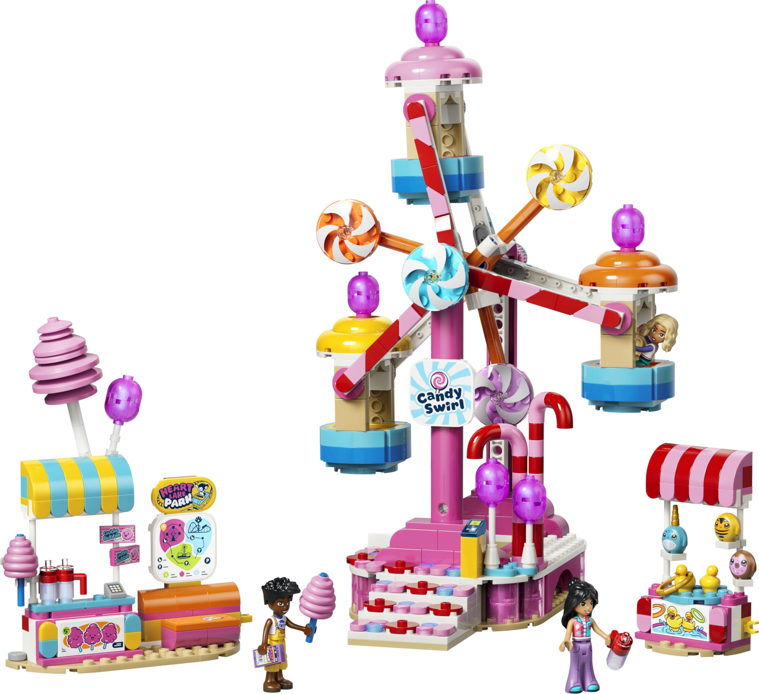 LEGO Friends Noria: Cupcakes y Golosinas – Juguete Interactivo con Juegos de Feria, Atracciones, 3 Mini Muñecos y Accesorios – Regalo de Cumpleaños para Niñas de 7+ Años – 42700