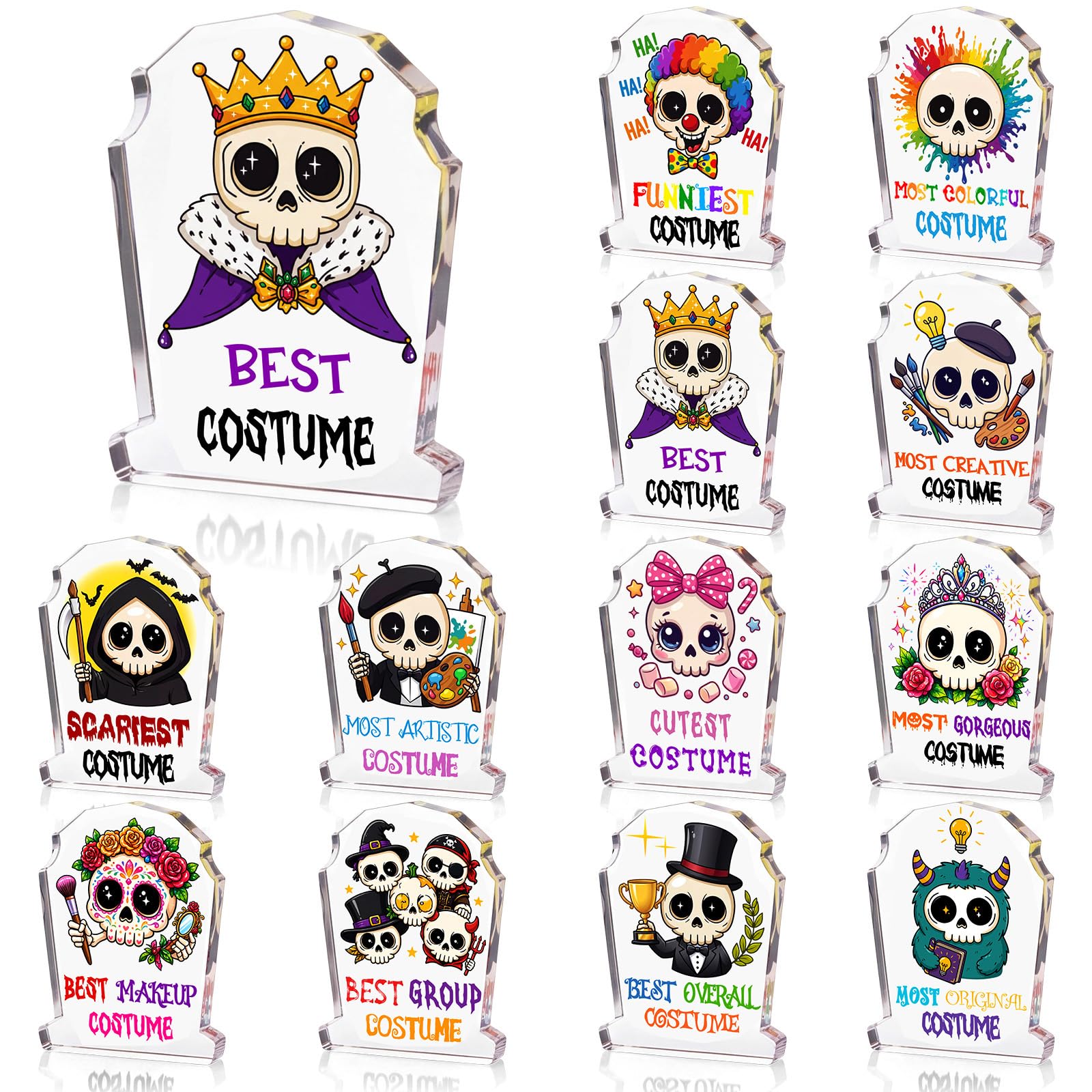 Geelin 12 Pcs Acrylic Halloween Costume Contest Trophies