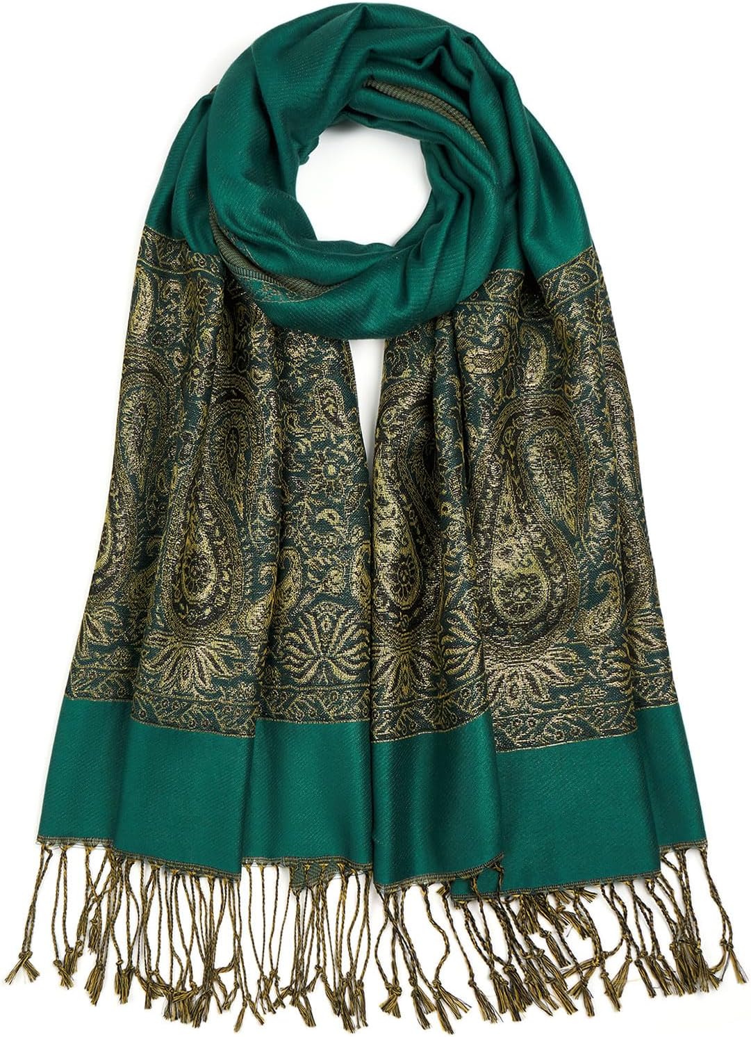 Paisley Pashmina Shawls and Wraps for Women Reversible Jacquard Festival Rave Pashmina Scarves with Fringe Vintage