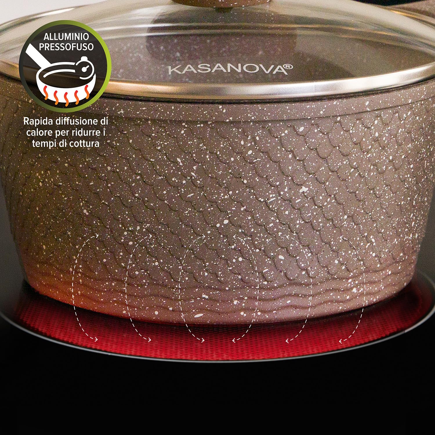 Casseruola 32 cm antiaderente 0 grassi con coperchio