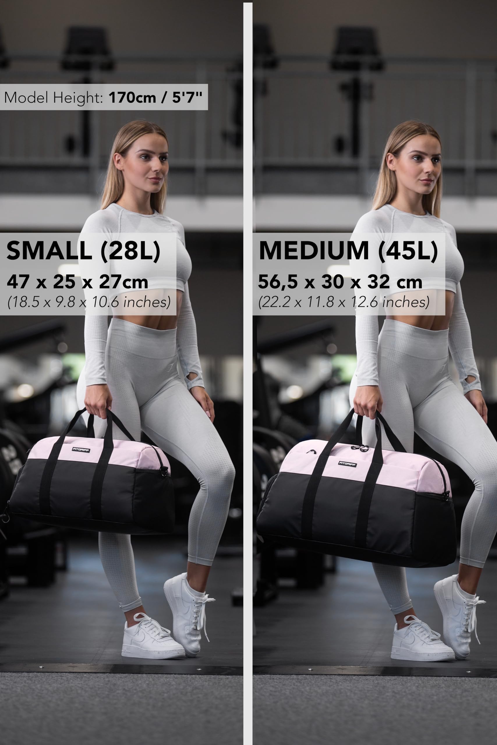 Fitgriff® Borsone Palestra Uomo & Donna V2 - Borsa Sportivo con Porta Scarpe e Tasca Umida da Viaggio, Sport, Fitness, Piscina - Duffel Bag