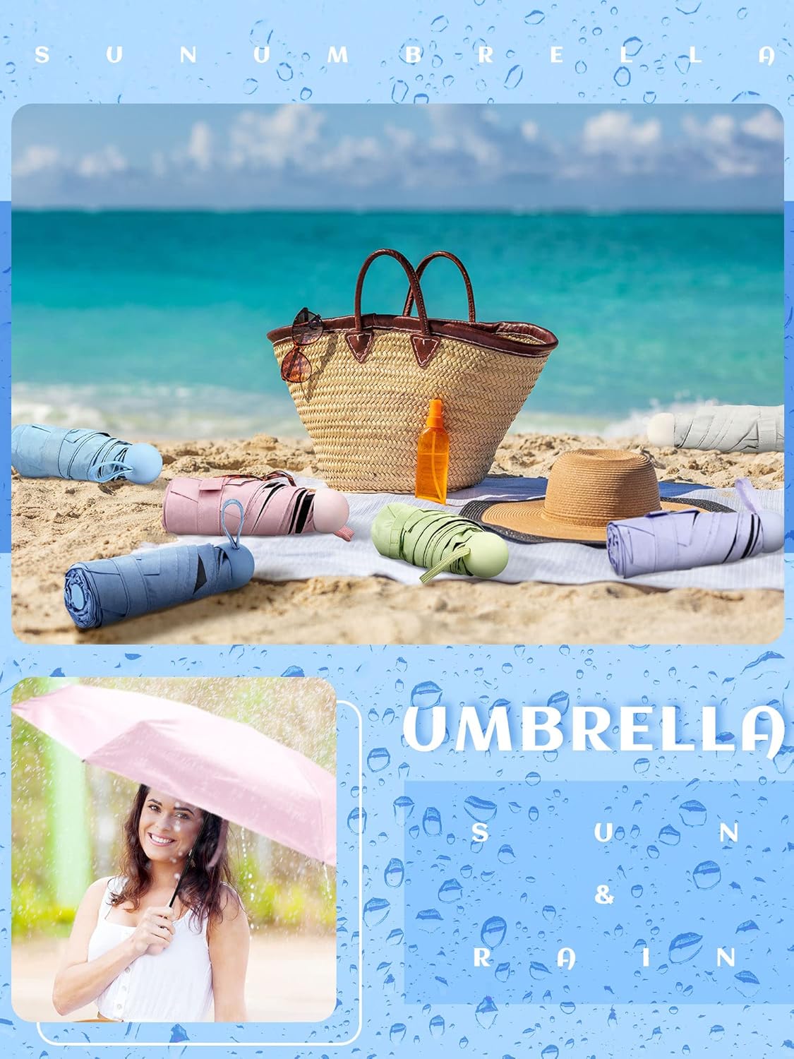 Pinkunn 6 Pieces Travel Mini Umbrella for Purse, Colored Compact Umbrellas, Bulk Small Folding UV Lightweight Portable Windproof Pocket for Sun Rain Protection, Girls Women - Image 4