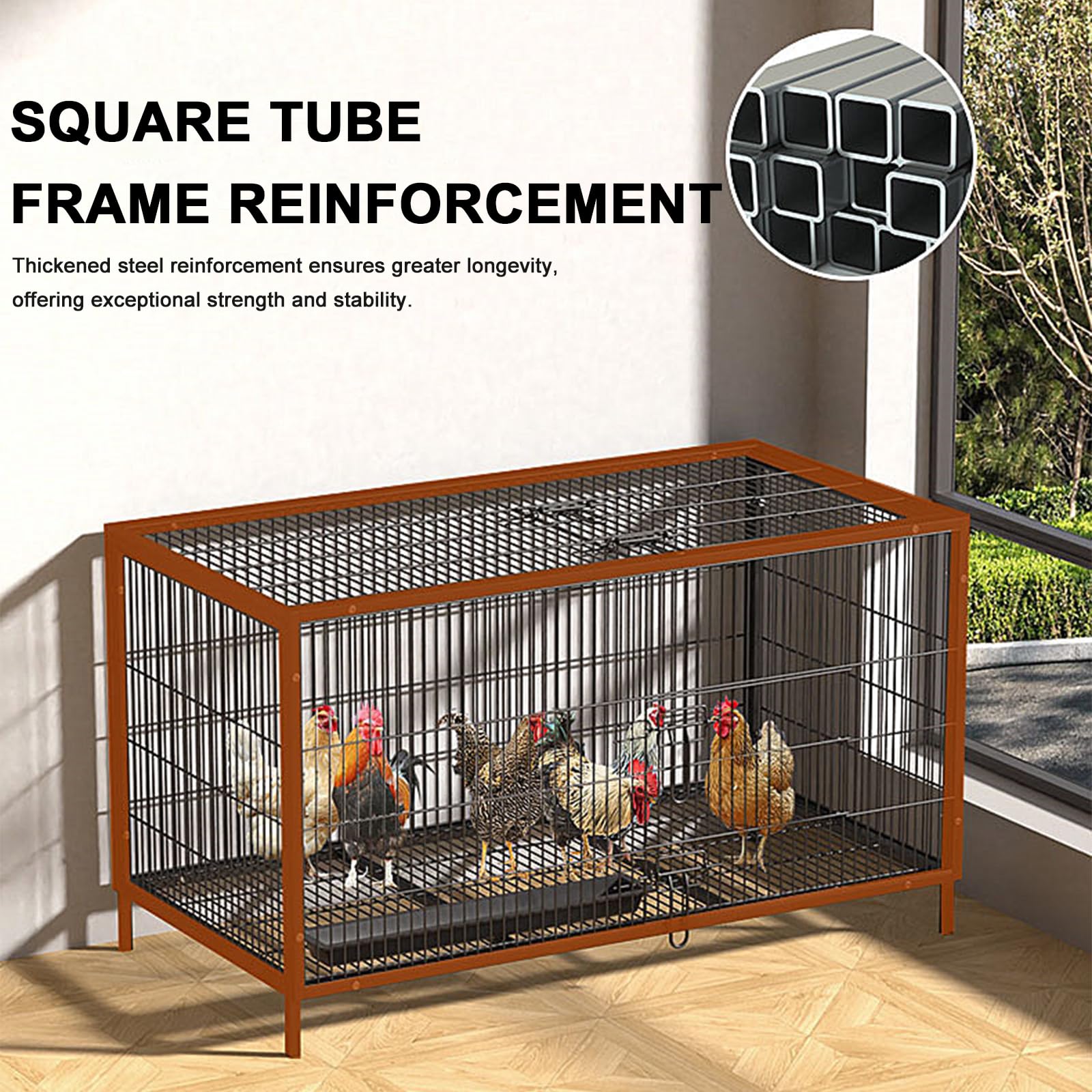 Gallinero Exterior De Metal para Jardín, con Puerta con Cerradura Y Techo Impermeable, con Capacidad para 6 A 15 Gallinas; Fácil Montaje. Jaula Exterior para Aves De Corral, Patos Y Black 140×60×65cm