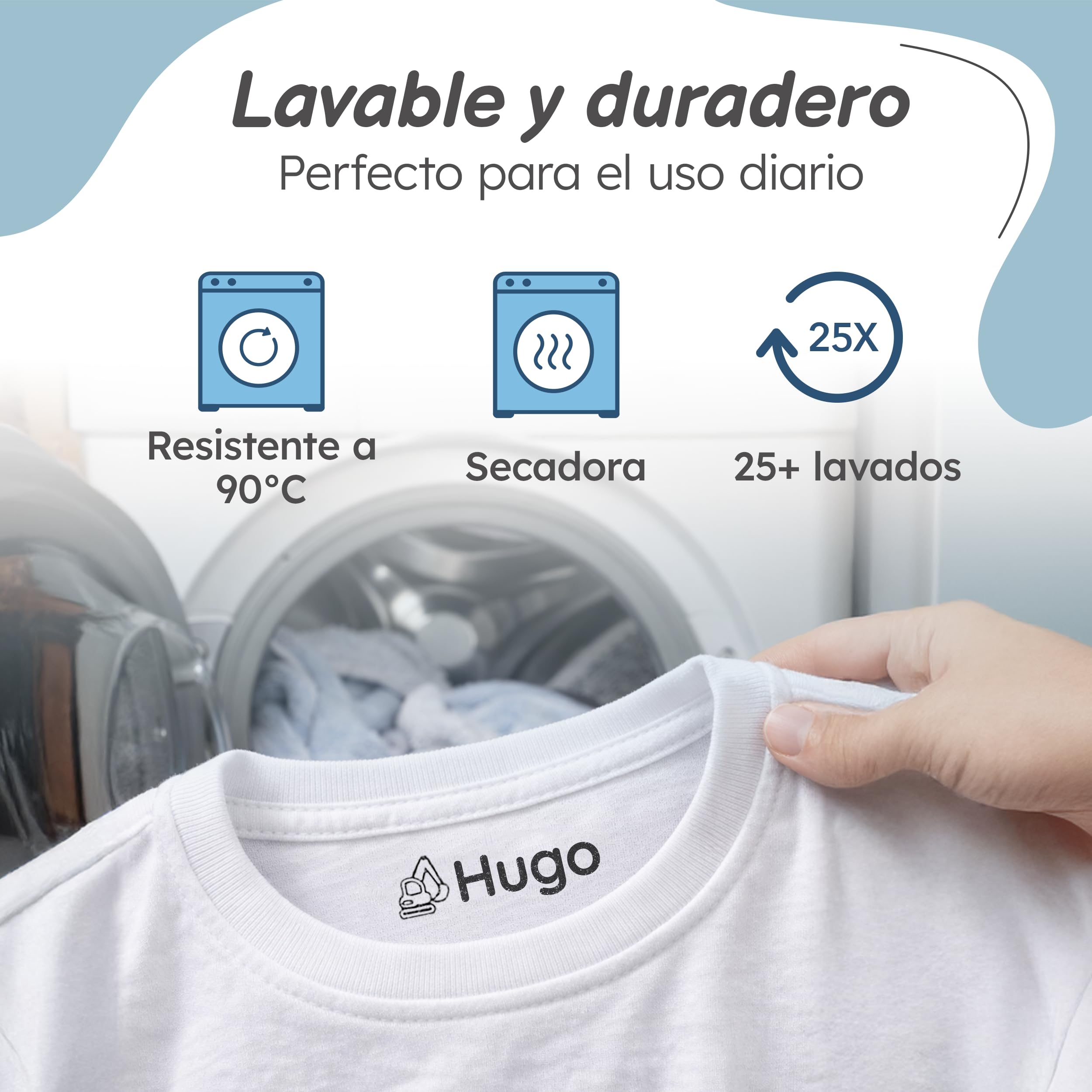 Sello Ropa Niños Personalizado - Para Tejidos, Objetos y Papel - Marcador Ropa Niños resistente al Lavado, Ideal para la Guardería y el Colegio