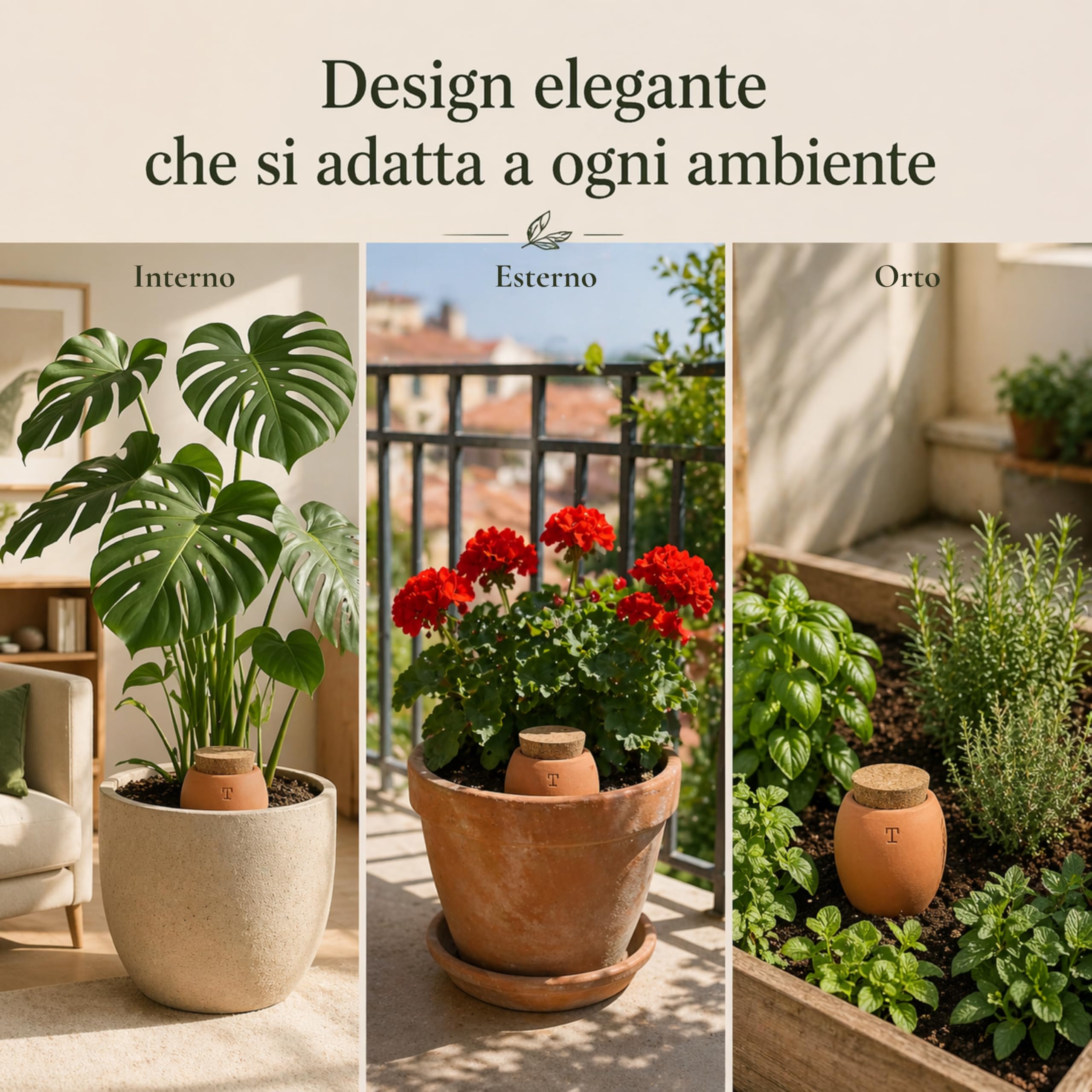 Olla in Terracotta Bianca per Irrigazione Piante Grasse Autonomia 7/10 Giorni (Naturale 750 ML 2 pz)
