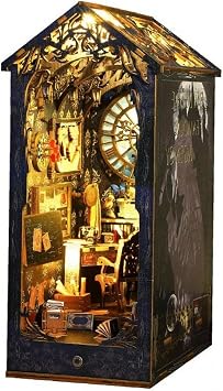 Booknook Detective Shop 3d Diy Wooden Puzzle Dollhouse Miniature Kit Assembly with Led Lights Bookshelf Decor Figurine Present Gift