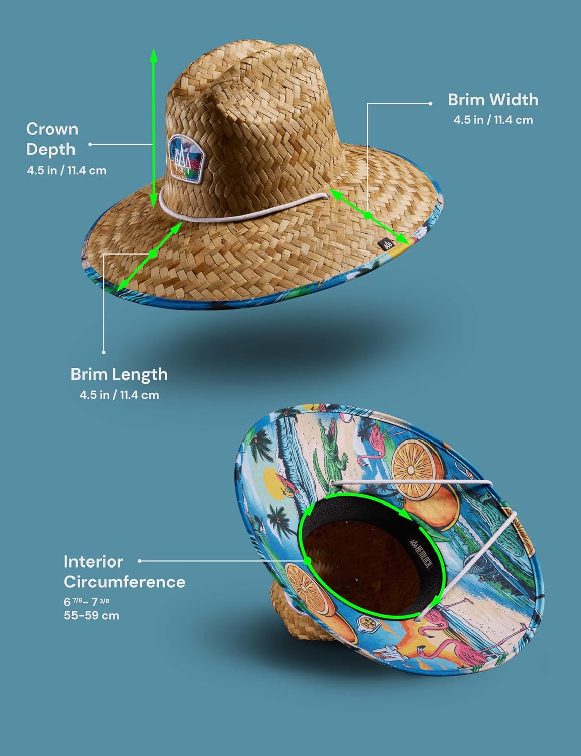 Straw Hat for Men & Women | Lifeguard Hat, Beach Hat & Sun Hat | UPF 50+ Wide Brim for Sun Protection | One Size | Hemlock