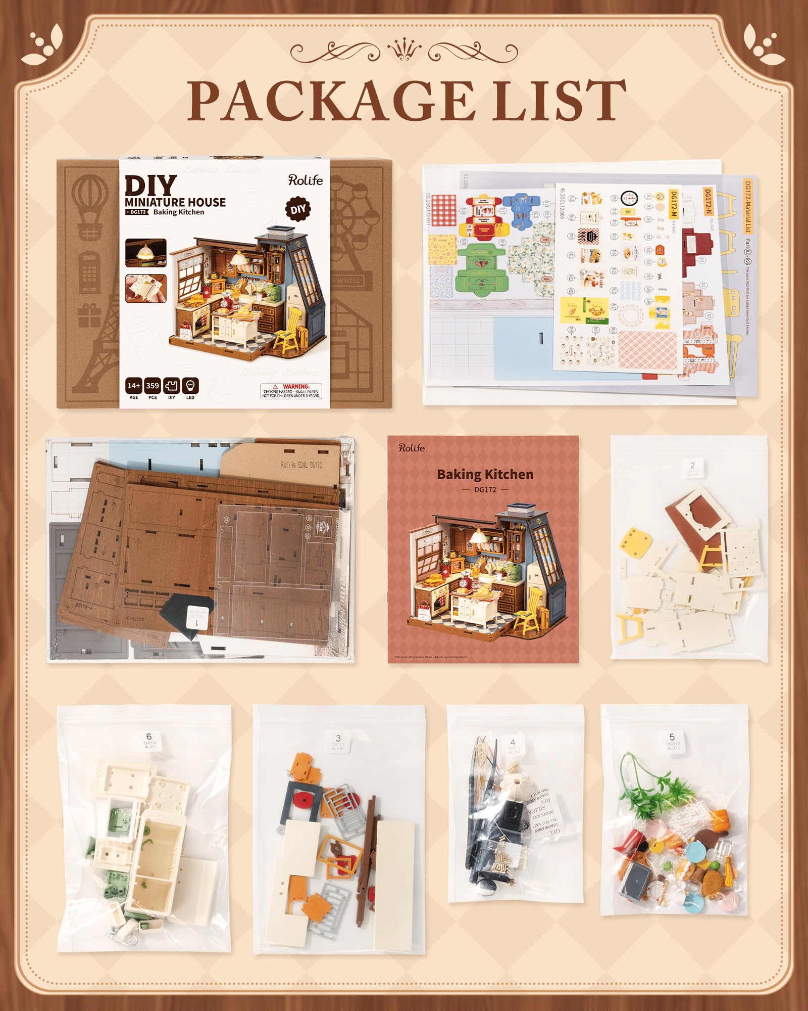 Rolife Maison de Poupée Cuisine de Boulangerie Kit DIY Maison Miniature Kits de Modélisme Book Nook Bibliothèque Décoration d'Intérieur Cadeau d'anniversaire