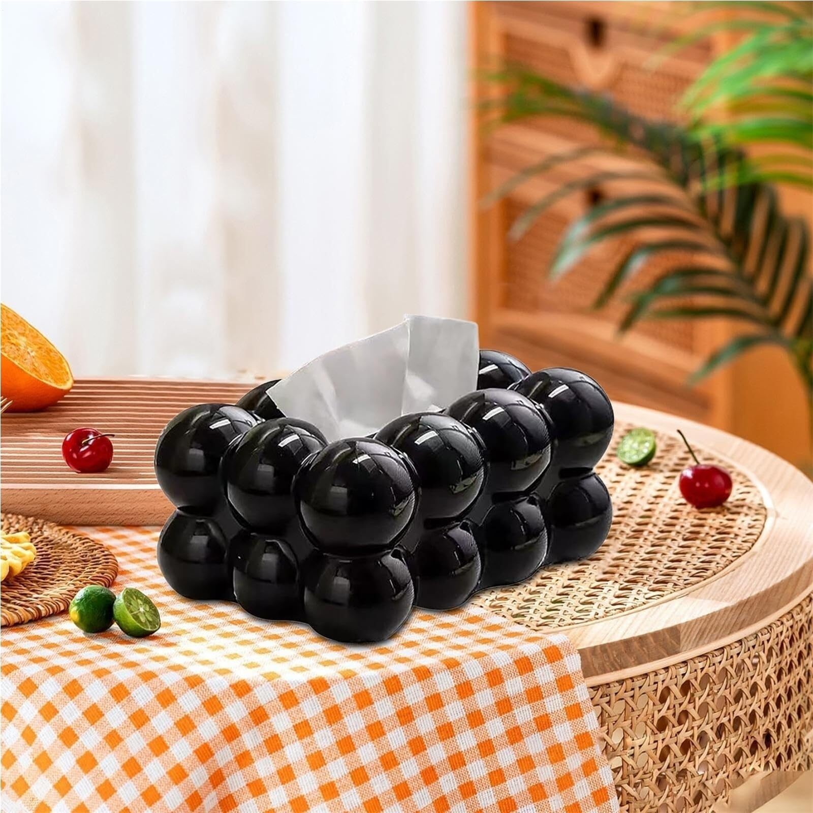 Porta fazzoletti Tovagliolo decorativo for dispenser di carta in materiale PP, porta scatola, for il bagno dell'auto Per la nuova casa(Black,Without soles)