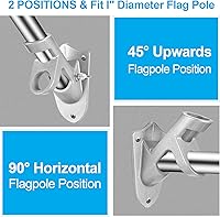 Vista 3 de Soportes de soporte para asta de bandera de 1 pulgada con accesorios para montaje en pared de casa, diámetro interior de 1 pulgada, dos posiciones