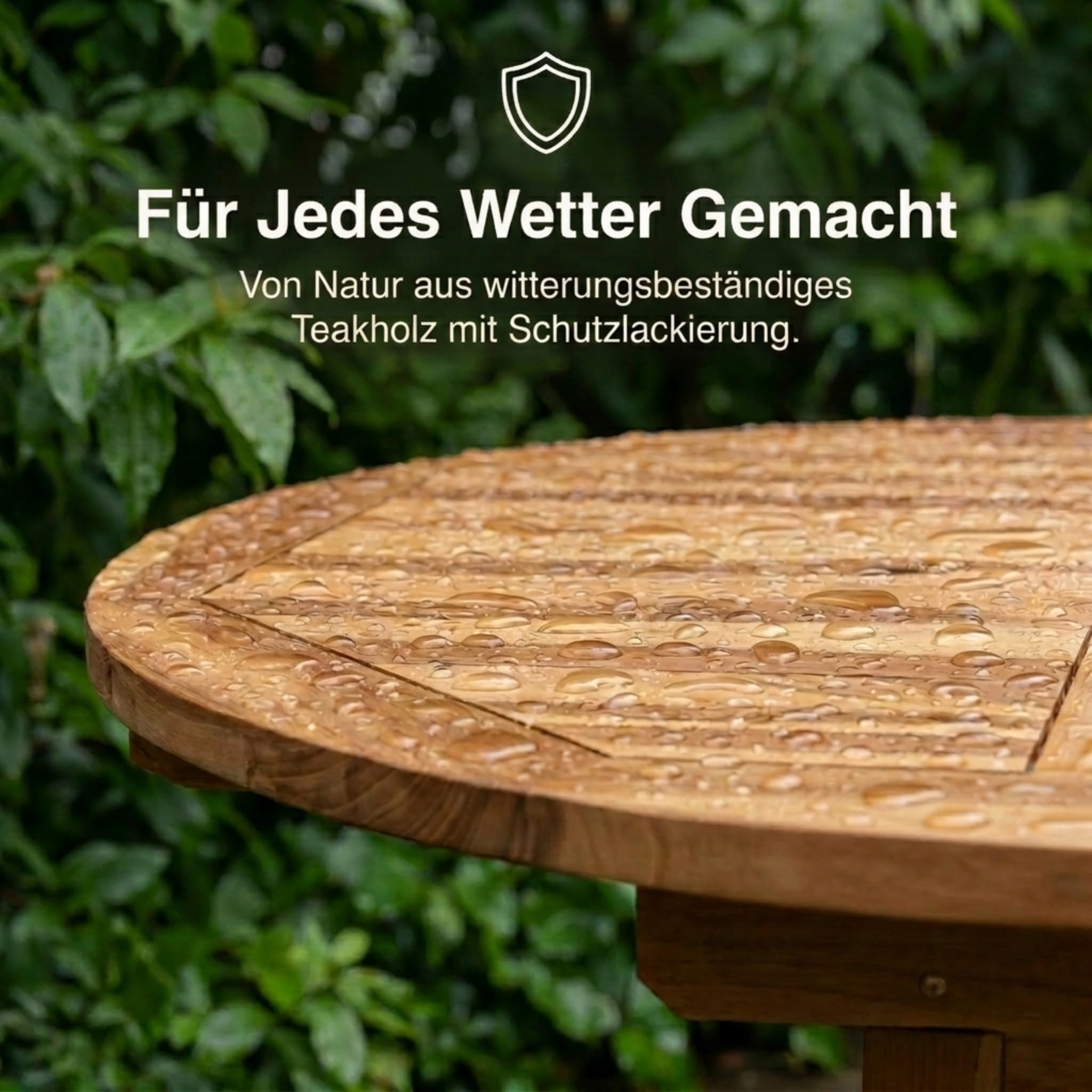 SAM Premium Gartentisch ausziehbar Borneo, runder Garten Tisch aus Teakholz 120-170 x 120 cm, oval ausziehbar, wetterfester Terrassentisch mit Schirmloch, Holztisch für Garten und Terrasse