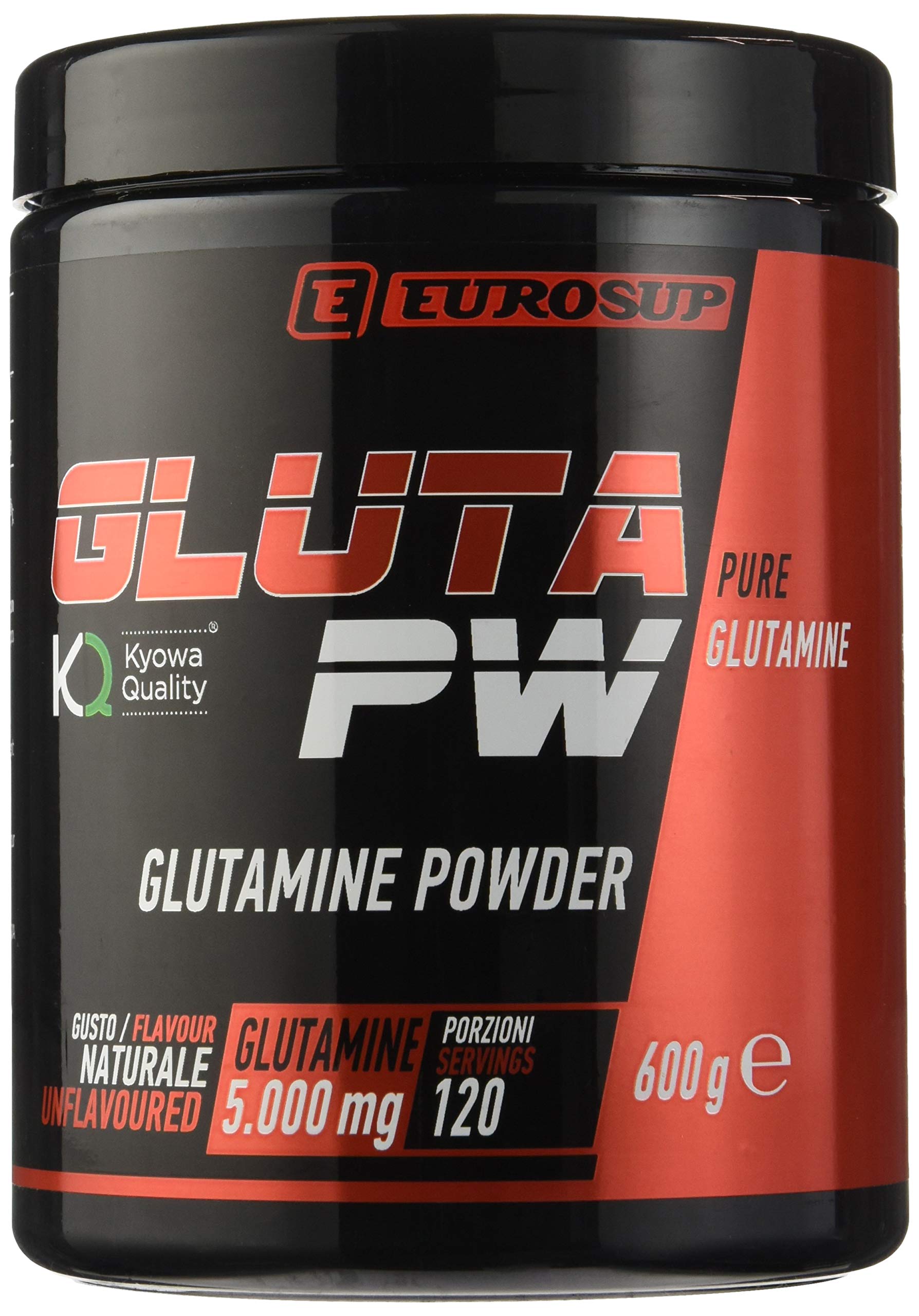 EUROSUP - Glutammina in Polvere GLUTA PW 100% Vegan, Integratore KYOWA QUALITY per Massima Qualità e Purezza, Glutamine Powder Recupero e Sintesi Proteica - Integratori Post Workout Gusto Neutro, 600g