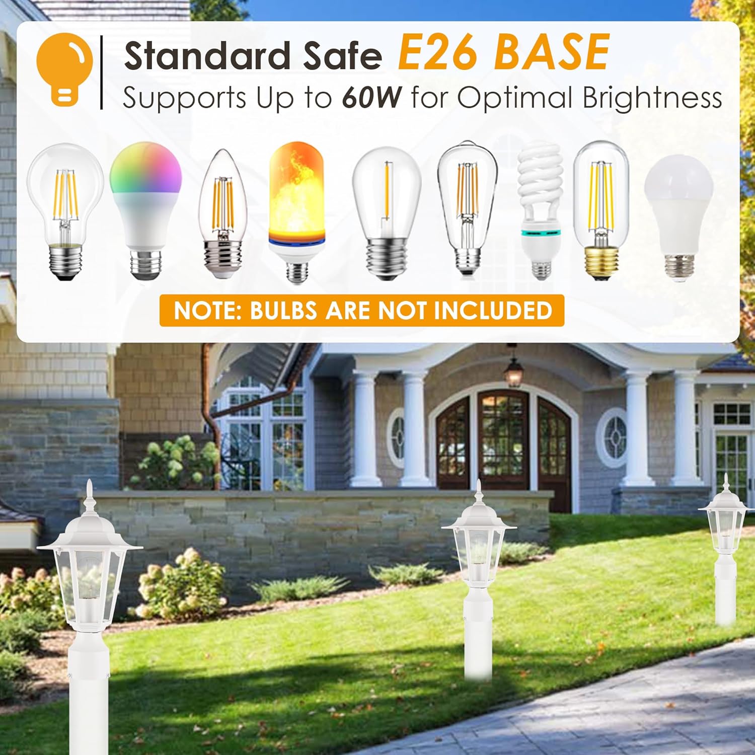 GRUENLICH Outdoor Post Light, White Waterproof Lamp Post Lights Fxiture, Aluminum Pole Lantern for Outside Yard Pathway Garden, 1 Pack