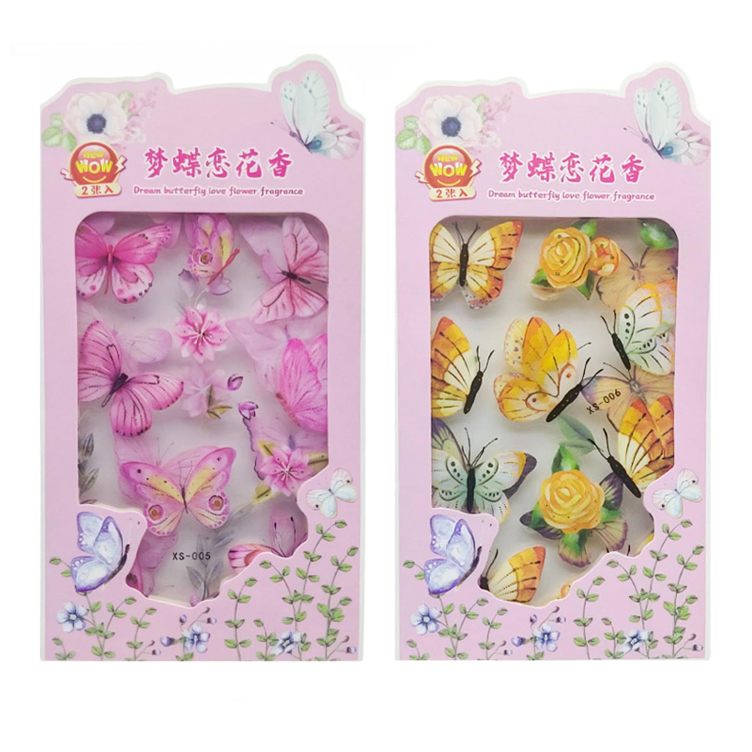 Zarwani (Pack of 2) Dreamy Butterfly Love Fragrance for Craft, Wall Decor, Scrapbook, Diary, Album, Notebook, Bullet Journal (Randomized Design)