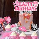 kreat4joy Cowgirl Cake Topper Cupcake Toppers, Western Disco Cowgirl Cowboy Happy Birthday Cake Cupcake Toppers for Hot Pink Girl Rodeo Birthday Party gallery image