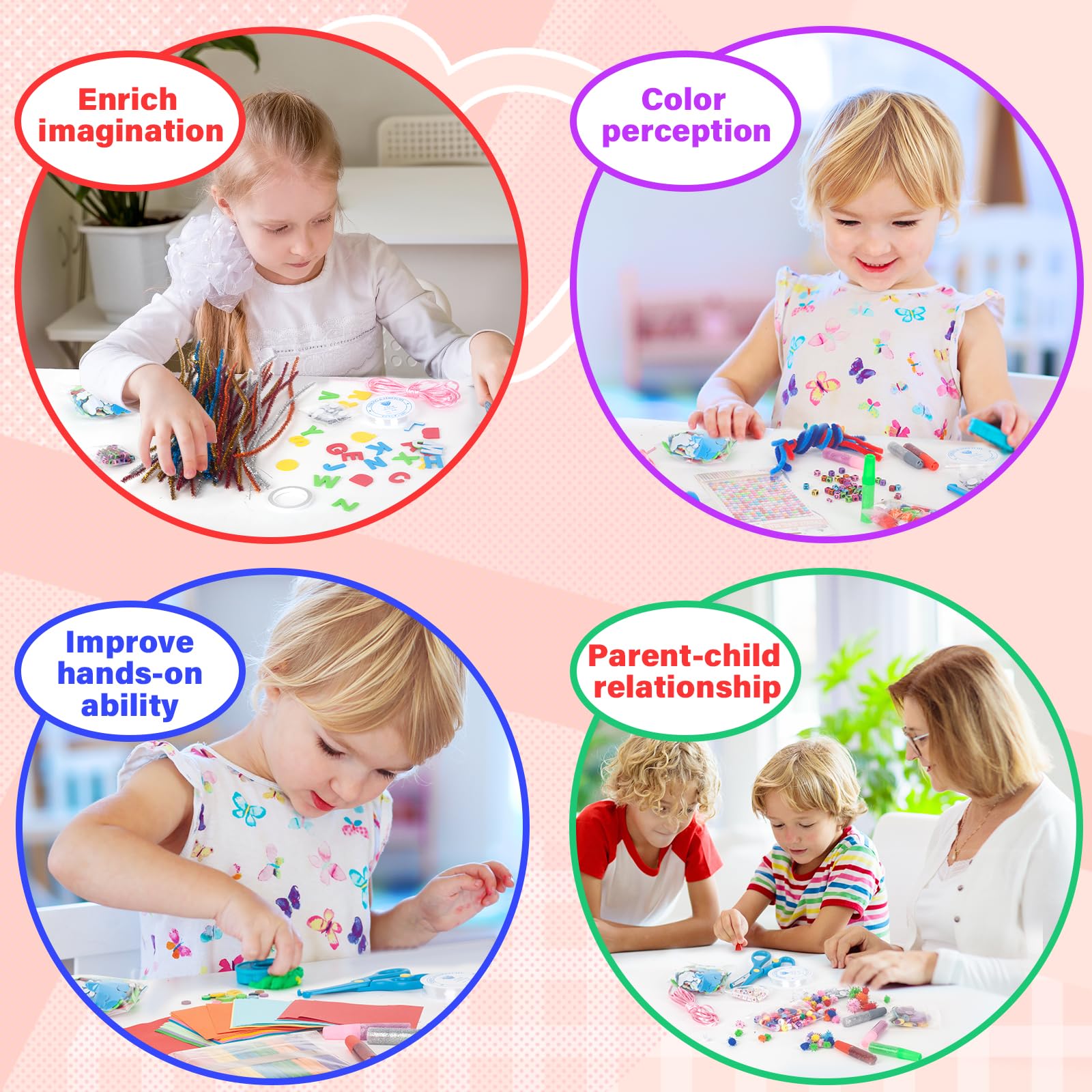 Withosent 2200+ Stück Bastelset, DIY Basteln Kinder Bastelsachen, Bastelsets für Kinderbastelkoffer, Bastelzubehör Pfeifenreiniger, Kulleraugen, Pompons, Perlen, Scrapbooking