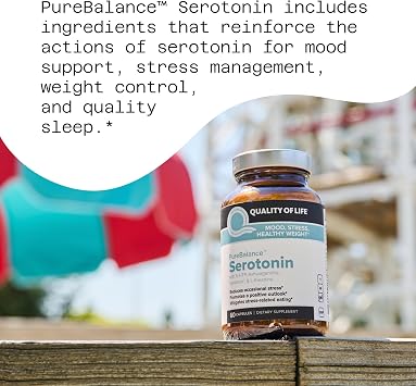Quality of Life Pure Balance Serotonin PremiumHelps Boost Serotonin & Cortisol Levels - Includes 5-HTP, Venetron, Sensoril, Vitamin D3 & L-Theanine60 Capsules