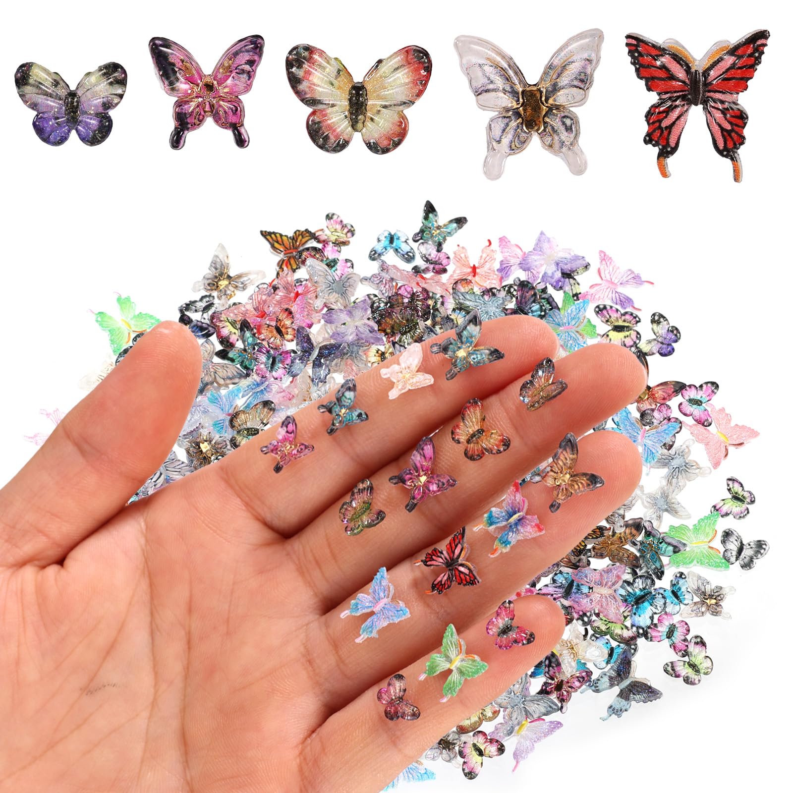 Lyreh 210pcs Mini Papillons en Résine Figurines pour Décoration de Jardins Miniatures
