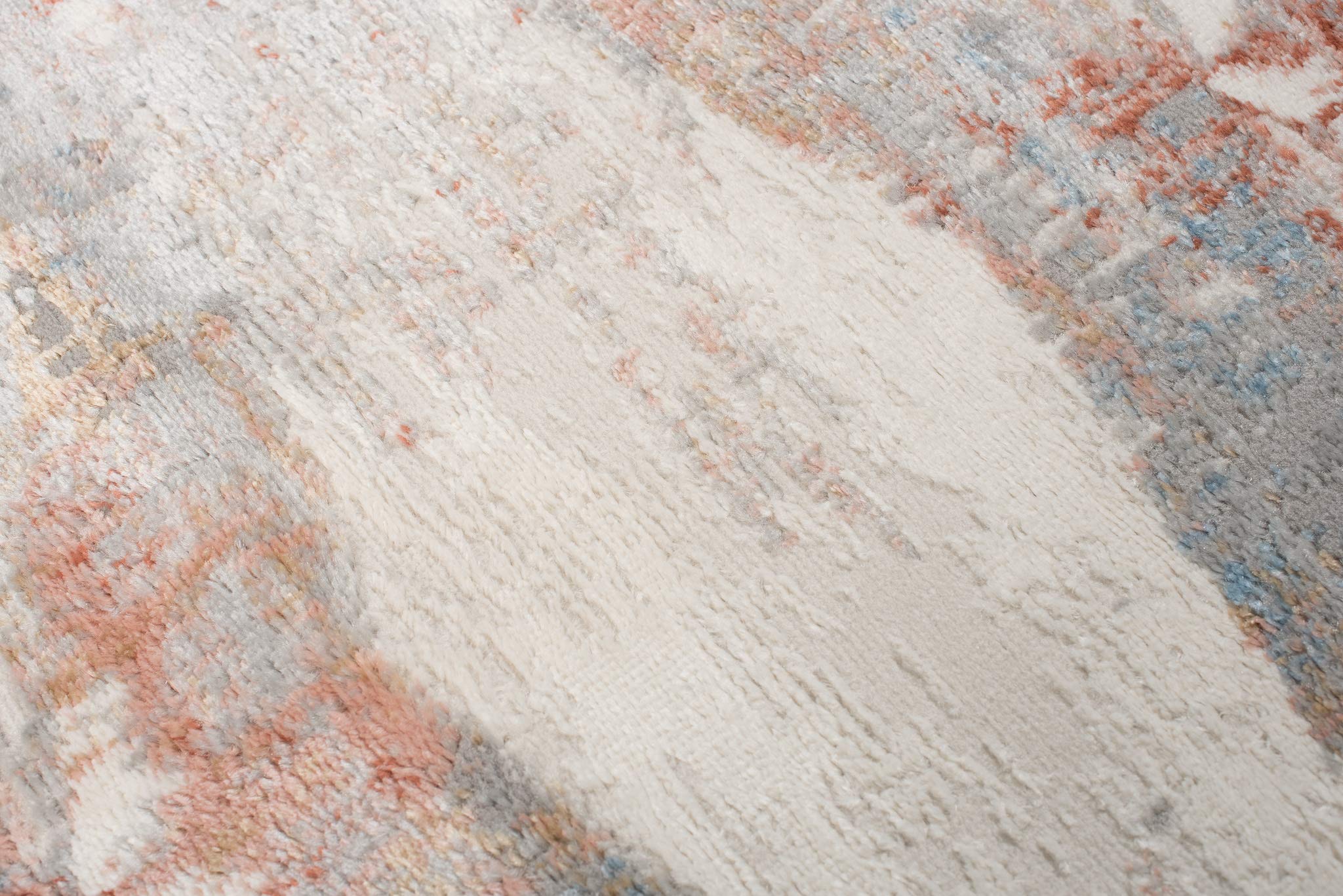 TAPISO Valley Tapis Poil Court Moderne Vintage Saumon Bleu Crème Gris Moucheté Motif Abstrait Tapis Salon Chambre Adulte Salle à Manger Bureau Oeko-TEX Résistant 80 x 150 cm