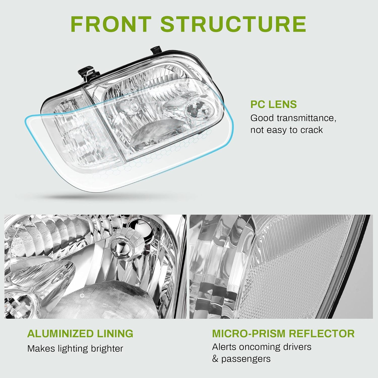 AUTOSAVER88 Headlight Assembly Compatible with 2005-2006 Tundra Double Cab 2005 2006 2007 Sequoia Chrome Housing Clear Lens Clear Reflector (Not suitable for Regular Cab and Assess Cab)