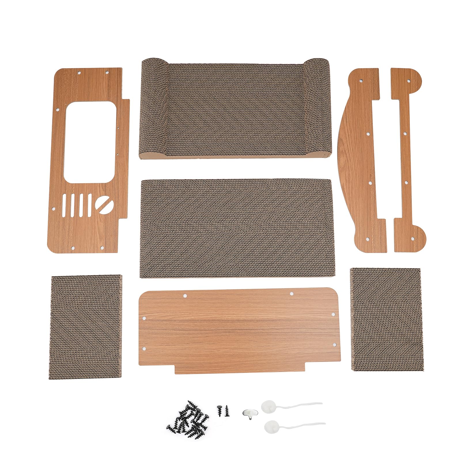 Tiragraffi per gatti, cuccia per gatti con tiragraffi, letto per gatti a 2 piani con palla da gioco, casetta per gatti in cartone, tiragraffi per gatti, giocattolo durevole per gatti, 56 x 30 x 32 cm