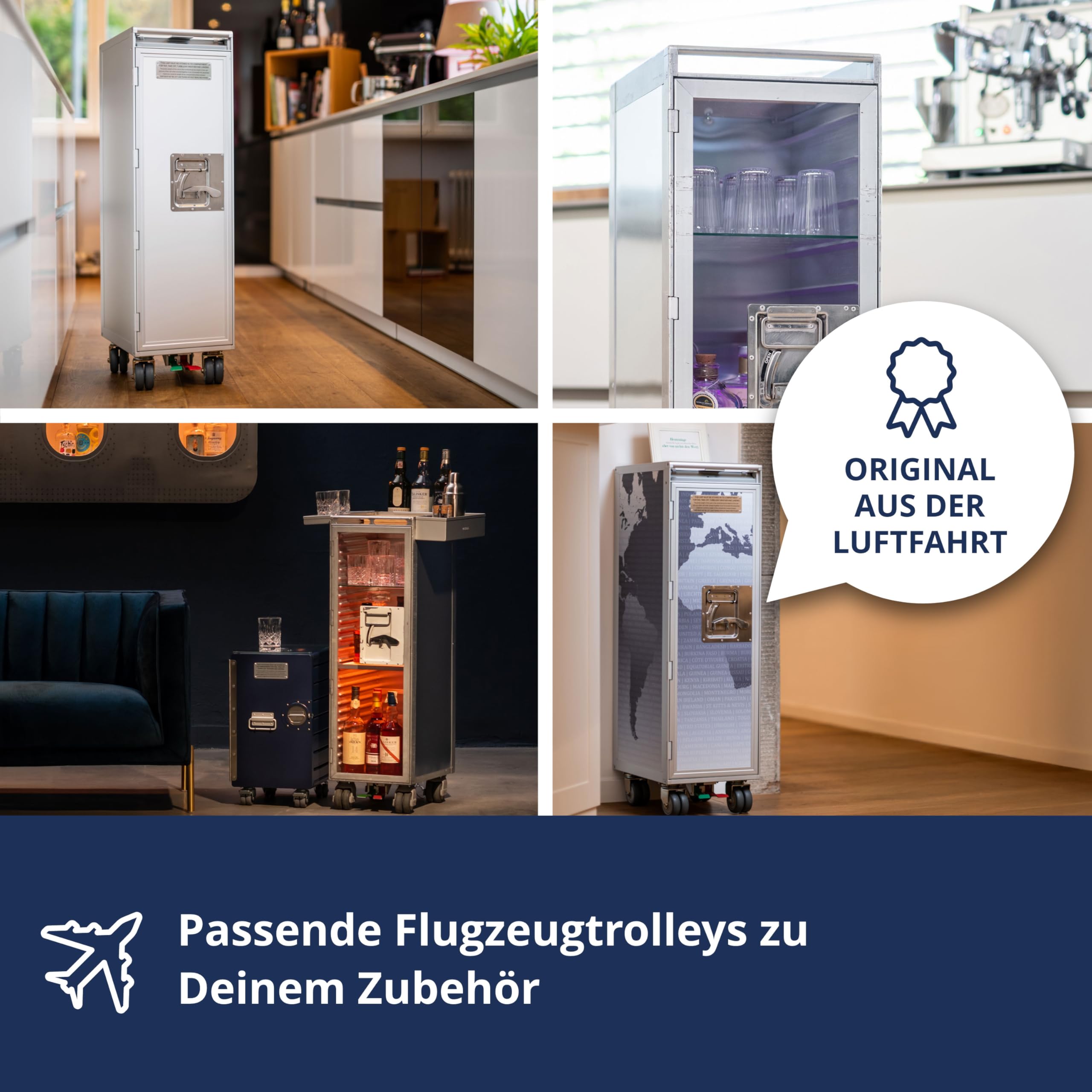 Ausstattungspaket für Flugzeugtrolleys und Airline Trolleys, Bar inkl. Sideboxen, KSSU-Norm