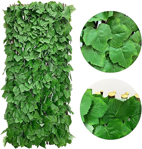 Miniatura 9 de Rejilla de privacidad expandible para balcón, patio al aire libre, panel decorativo de hiedra sintética, setos artificiales (1, hiedra)