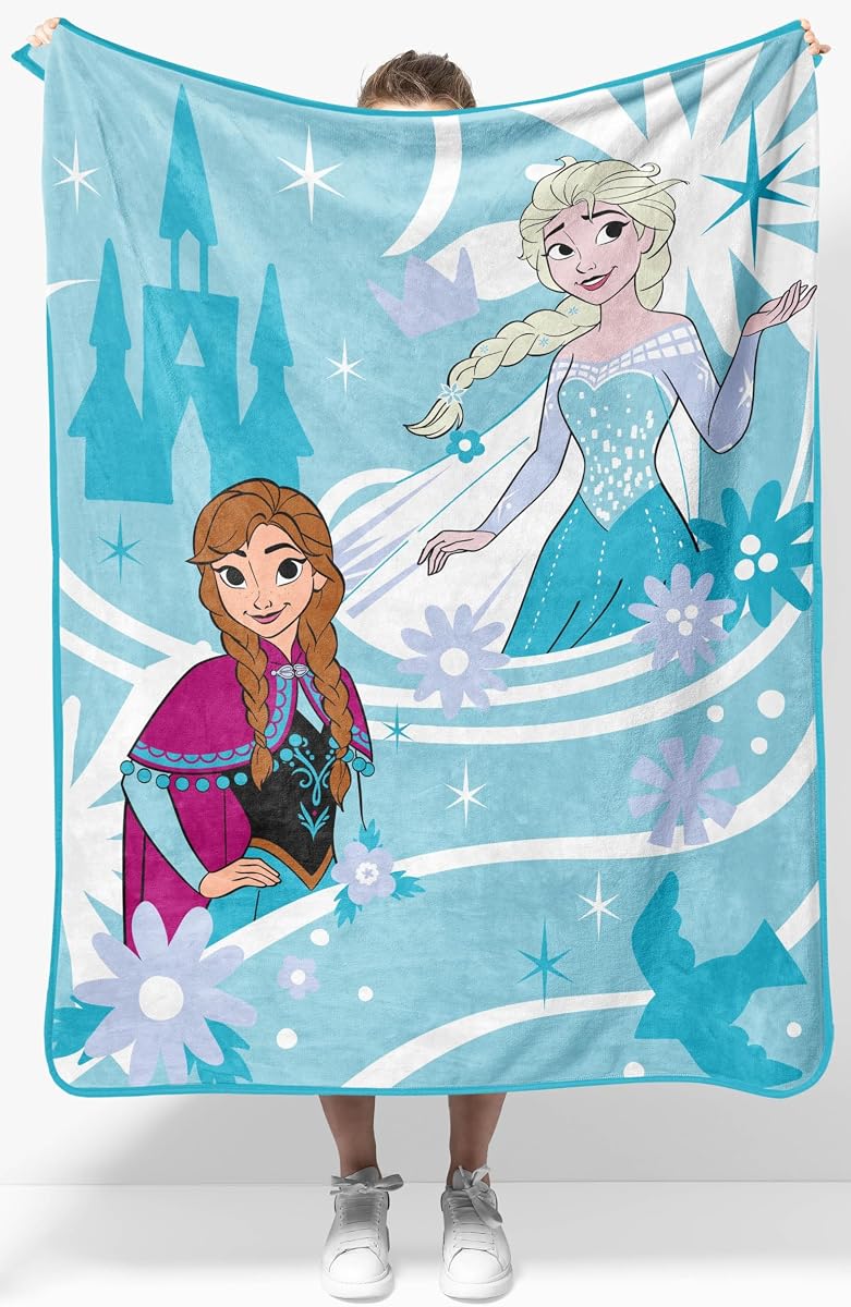 Manta de forro polar Disney Frozen para niños – Elsa y Anna microfibra súper suave y acogedora de 40 x 50 pulgadas, lavable a máquina, ligera, para sofá cama y viajes, regalo para niños (licencia oficial) Jay Franco