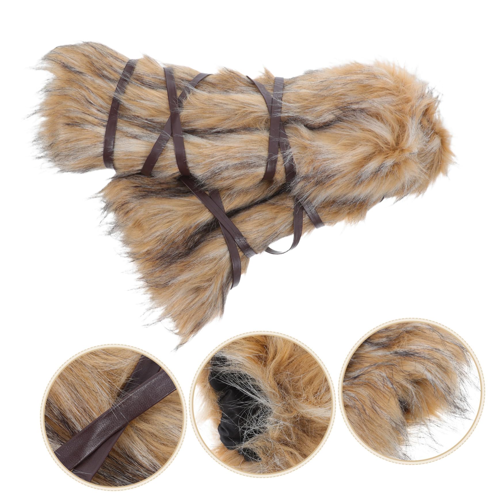 Tofficu 3 Paia Scaldamuscoli Invernali in Pelliccia Sintetica con Lacci, Accessori Vichinga Unisex per Cosplay, Avvolgimenti Gambe Resistenti all’Usura, per Festival Rinascimentali