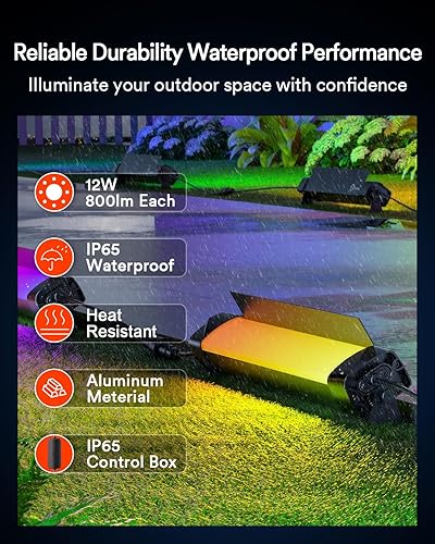 Miniatura 2 de Lumary Barra de luz inteligente para exteriores, 48 W RGBAIWW que cambia de color, barra de luz LED impermeable IP65 para patio, jardín, fiesta,